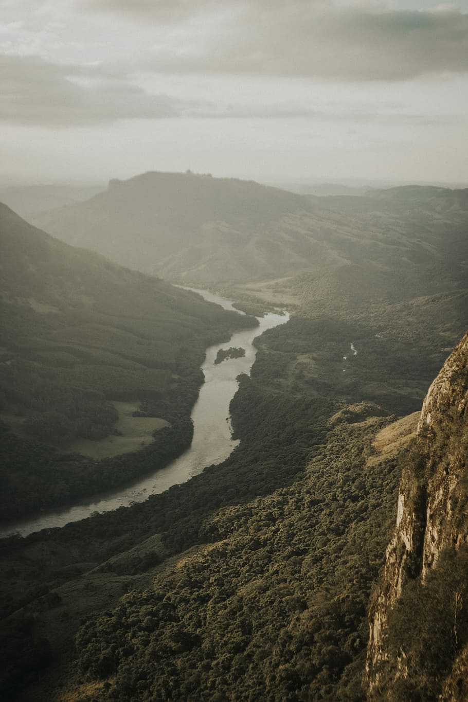 river between two mountains, landscape shot of mountain, hill HD wallpaper