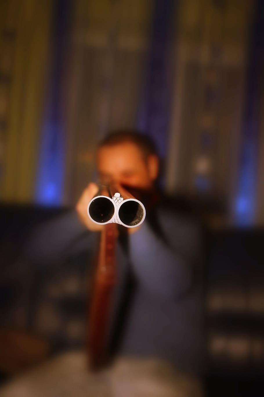 selective focus photography of man holding rifle, double, firearms HD wallpaper