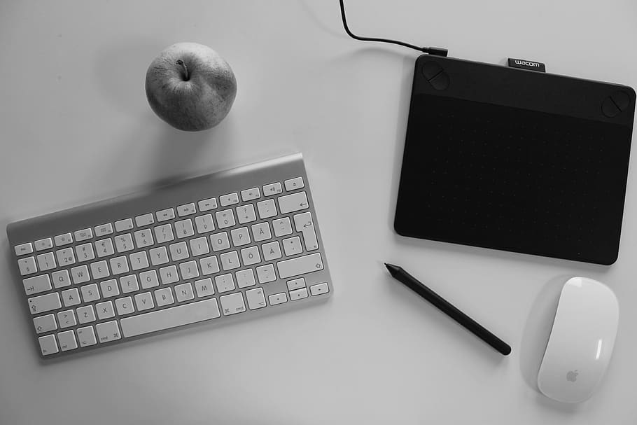 desktop, mac, apple, keyboard, pen, graphic, technology, wireless technology HD wallpaper