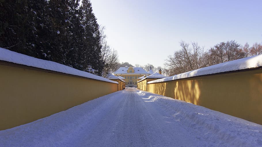 road, empty, hellbrunn, salzburg, romantic, castle, austria HD wallpaper