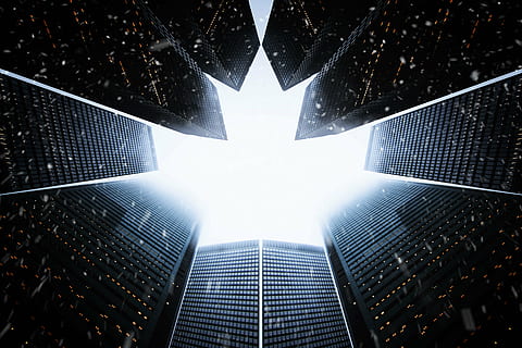 abstract, architecture, background, buildings, business, dark HD wallpaper