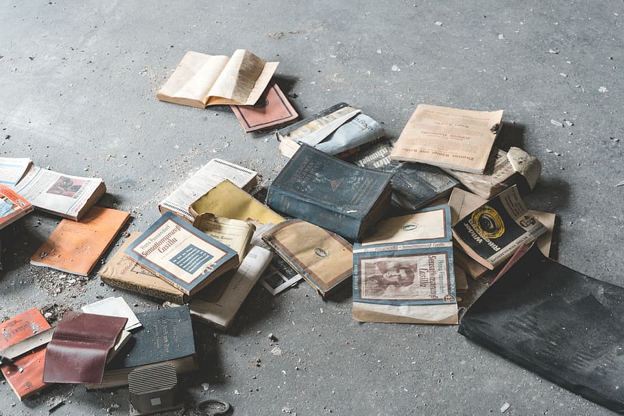 assorted books, assorted-title book on ground, old, antique, waste HD wallpaper