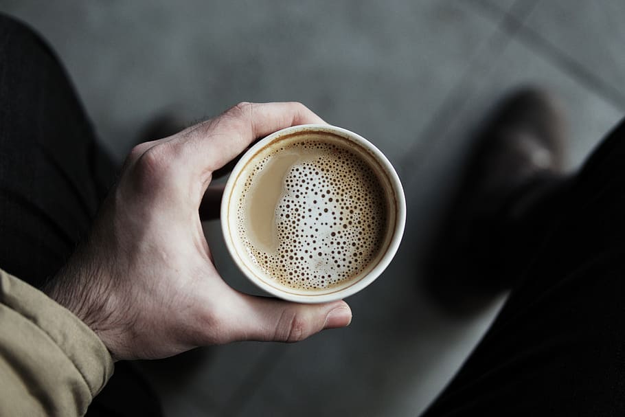 person holding white paper cup filled with coffee, coffee filled white ceramic cup HD wallpaper