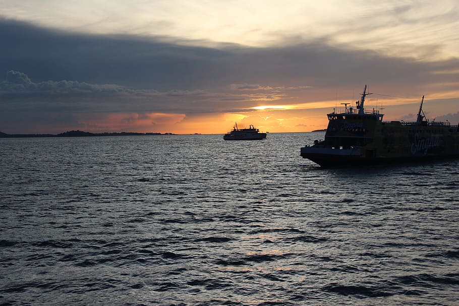 phangan, sea, ship, sky, sunset, nautical vessel, water, cloud - sky HD wallpaper