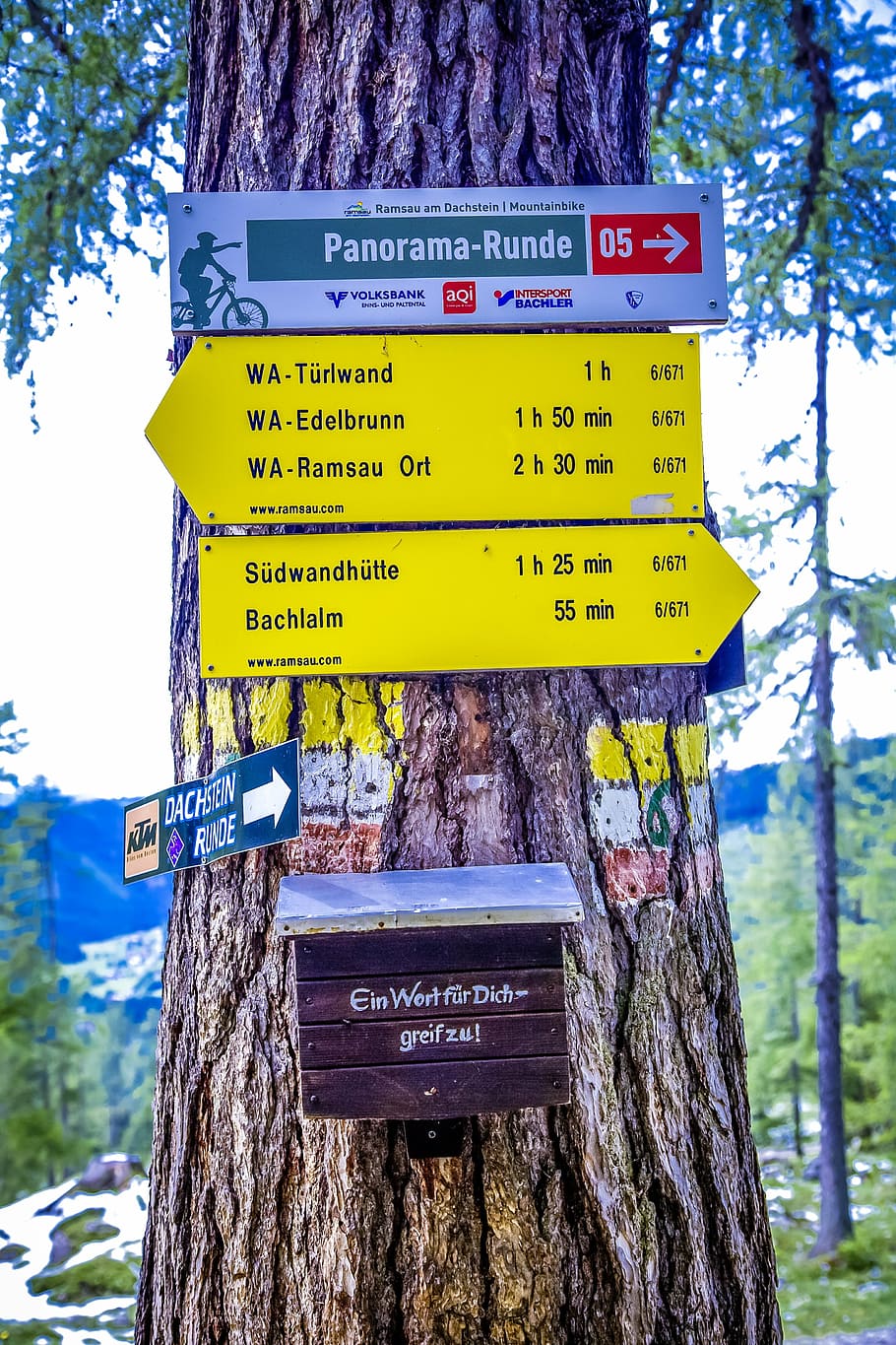 directory, alpine, hiking, shield, arrow, wood, mountains, direction HD wallpaper