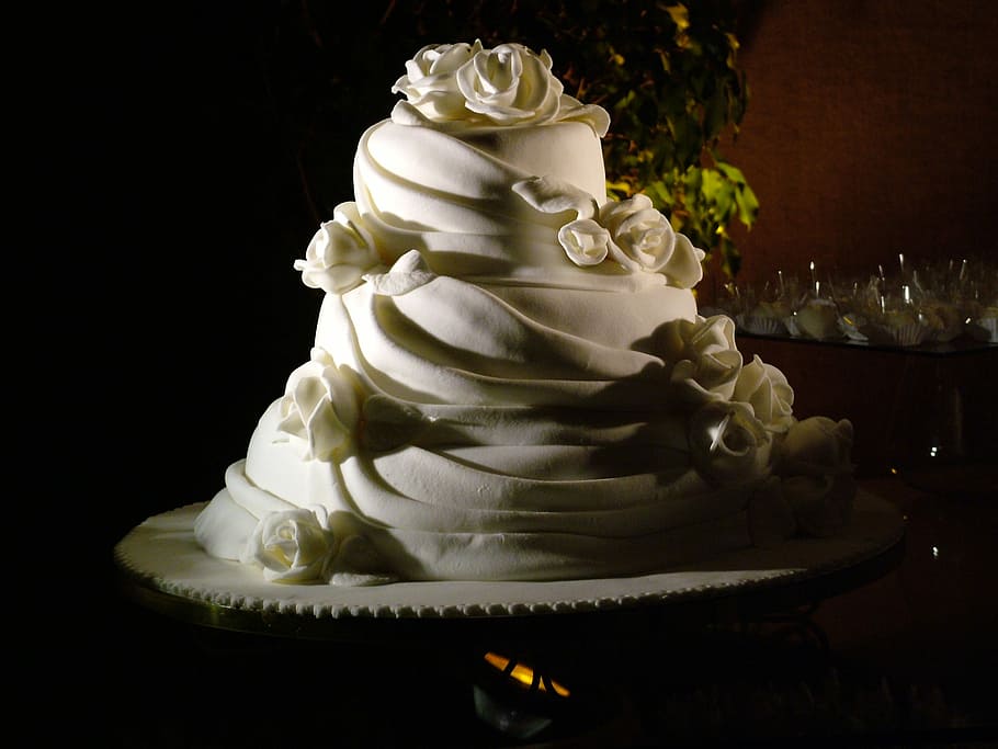 Marriage, Cake, lighting, black background, no people, close-up HD wallpaper