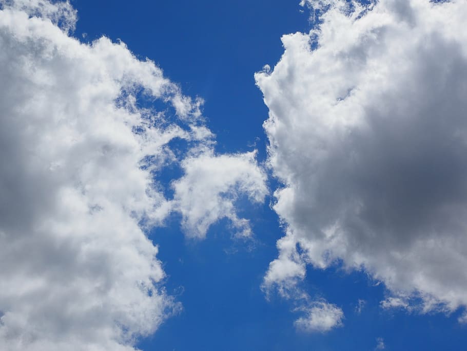 clouds, sky, blue, white, summer day, sunny day, cloud - sky HD wallpaper