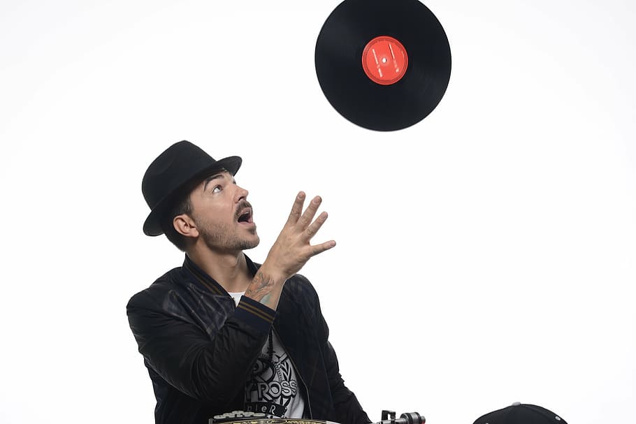 man throwing vinyl record, dj, turntable, scratch, hip hop, culture