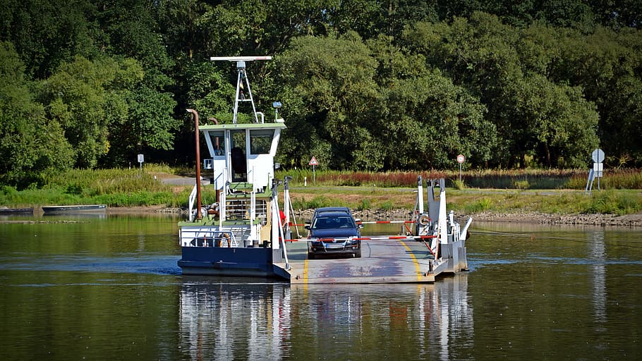ferry, ship, boot, car ferry, gierseilfäfre, räbel ferry HD wallpaper