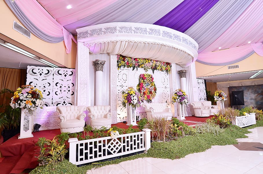 stage, wedding, decoration, architecture, plant, built structure HD wallpaper