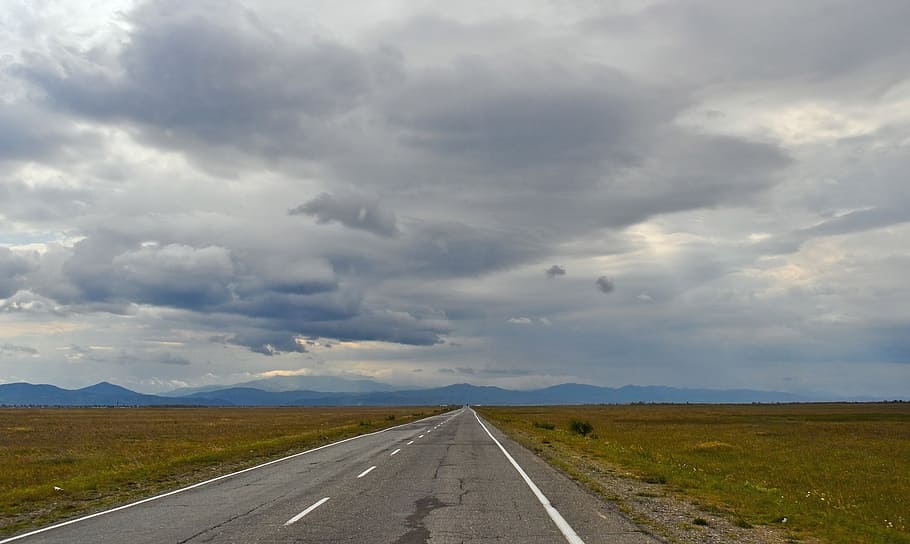 road photo, clouds, asphalt, nature, sky, storm, cloud - sky HD wallpaper