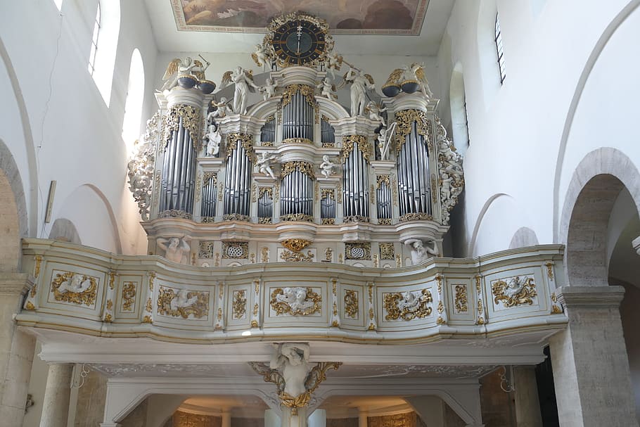 Monastery, Huysburg, benedictine monastery, prayer room, silver pipe organ, HD wallpaper