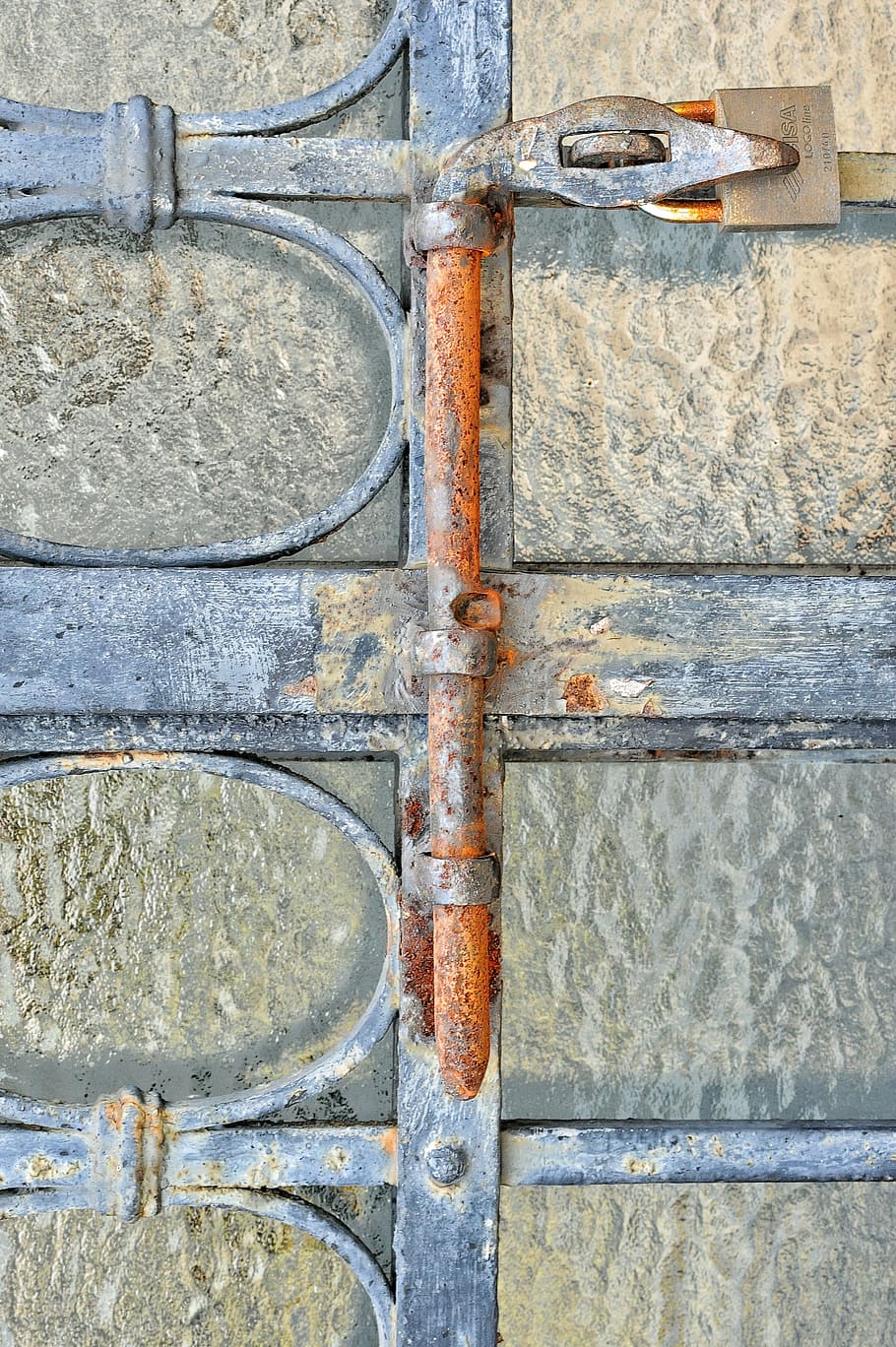 padlock, gate, texture, paint, color, iron, drawing, the framework HD wallpaper