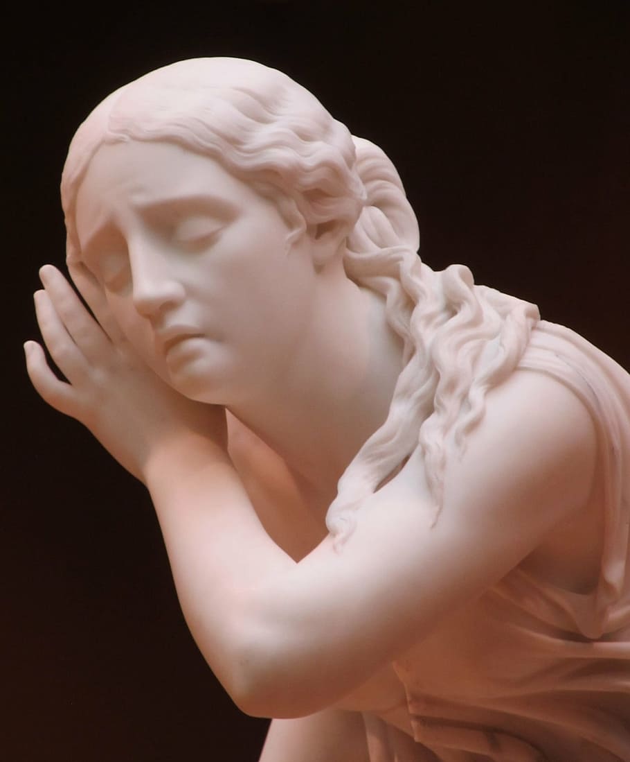 sculpture, artwork, marble, statue, historical, museum, female HD wallpaper