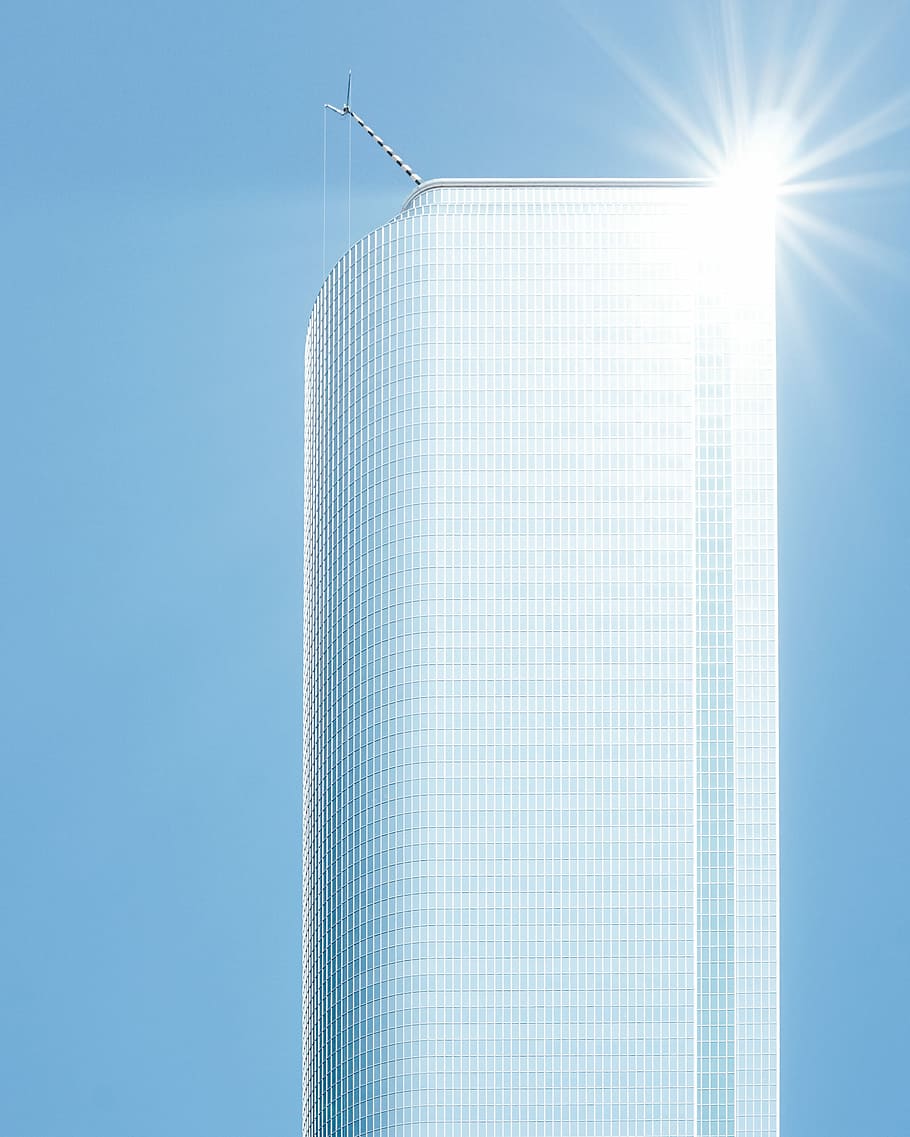 hi-rise building, gray glass building, architecture, minimal HD wallpaper
