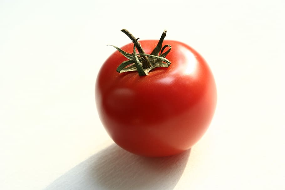 red tomato on beige surface, vegetables, cherry, tomatoes close-up HD wallpaper