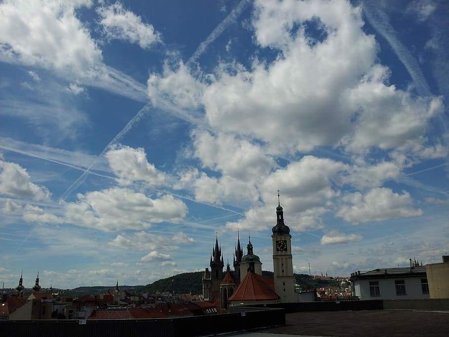 Prague, Clouds, summer noon, architecture, cloud - sky, building exterior HD wallpaper
