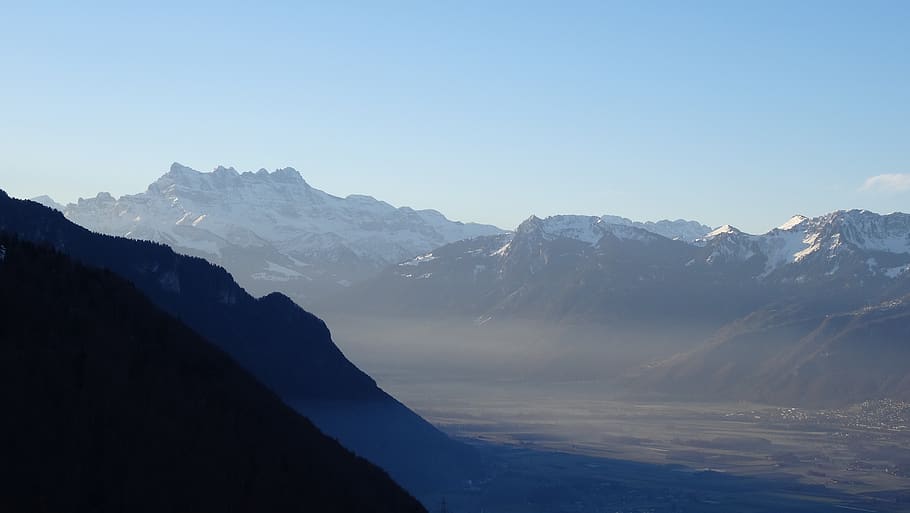 view, mountain, alps, sky, blue, light, panorama, landscape HD wallpaper