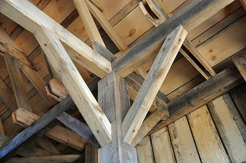 brown wooden ceiling, post, design, beam, structure, construction HD wallpaper