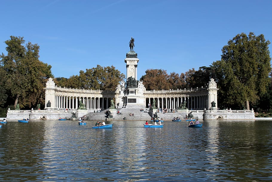 HD wallpaper: Madrid, Spain, Lake, Park, Woods, pedal boats, water ...