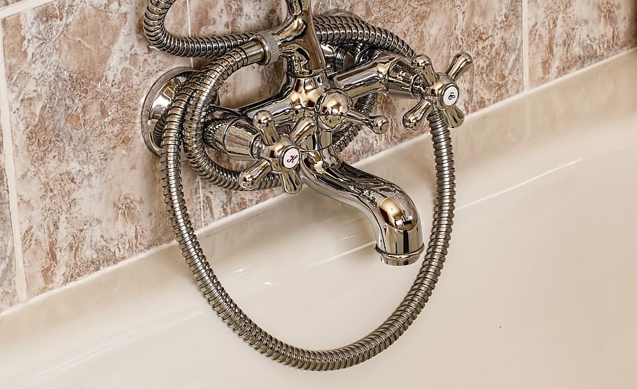 Hd Wallpaper Stainless Steel Faucet With Water Connector Hose