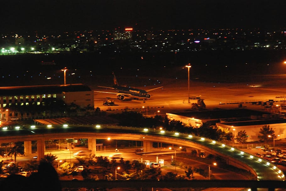 Airport, Vietnam, Saigon, South, City, asia, illuminated, night, HD wallpaper