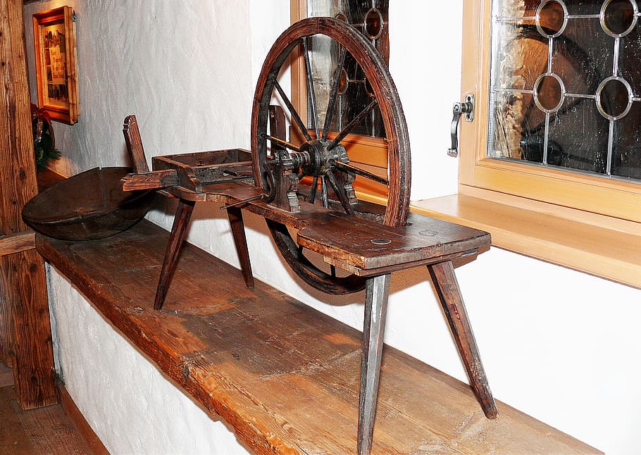 spinning wheel, old spinning wheel, historically, thread, craft, HD wallpaper