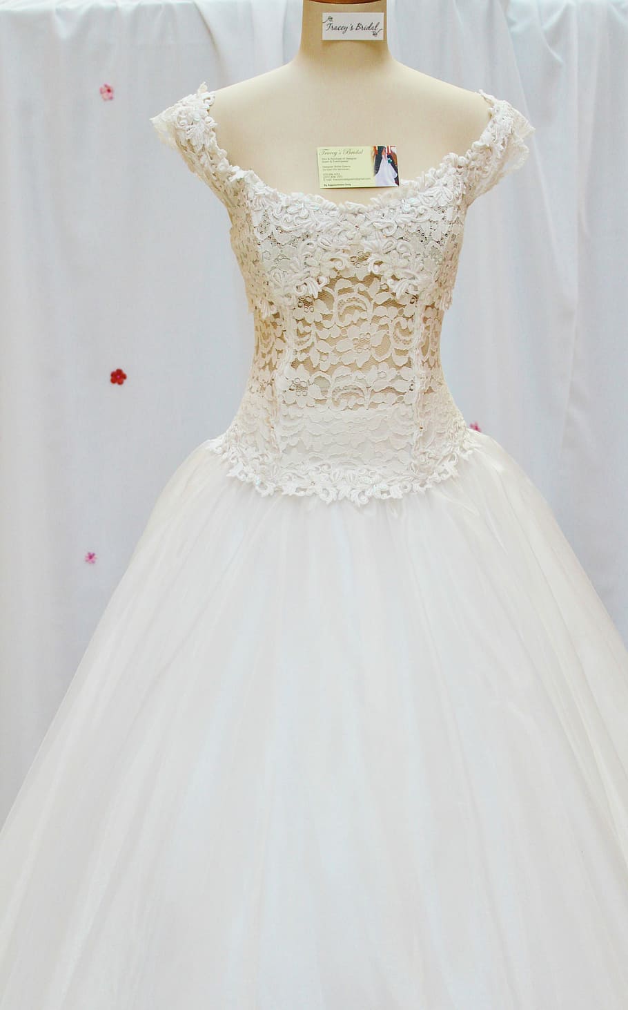 women's white scoop-neck cap-sleeve wedding dress, marry, romantic, HD wallpaper