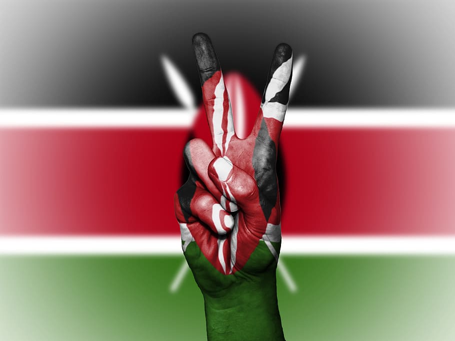 person showing peace sign, Kenya, Hand, Nation, Background, banner