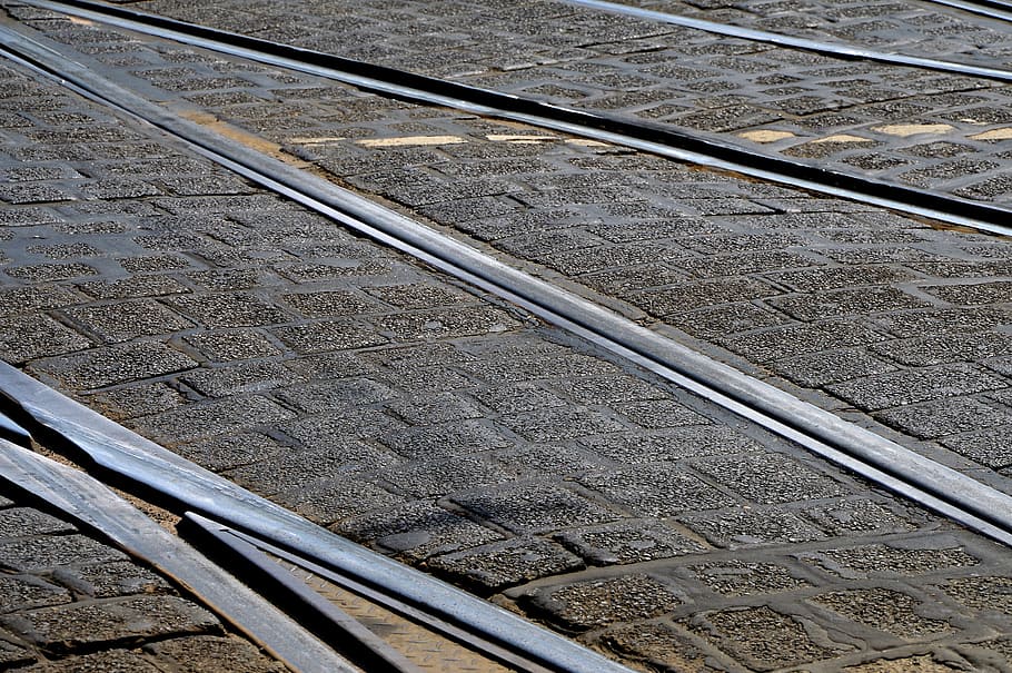 closeup photo of paved road, Gleise, Tram, Soft, seemed, railway rails HD wallpaper