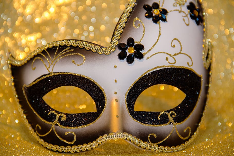 shallow focus photography of brown party mask, panel, carnival, HD wallpaper