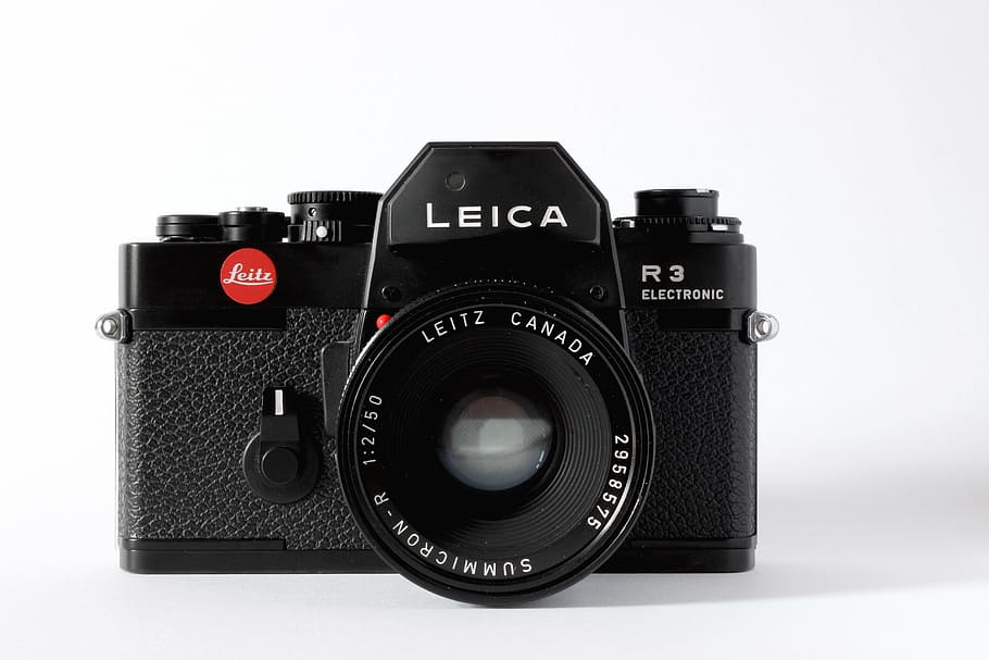 black Leica R3 Electronic DSLR camera, analog, studio, product, HD wallpaper