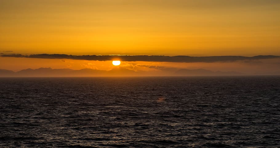 Sunset, Ocean, Canada, Sea, Clouds, nature, holidays, sky, warm HD wallpaper