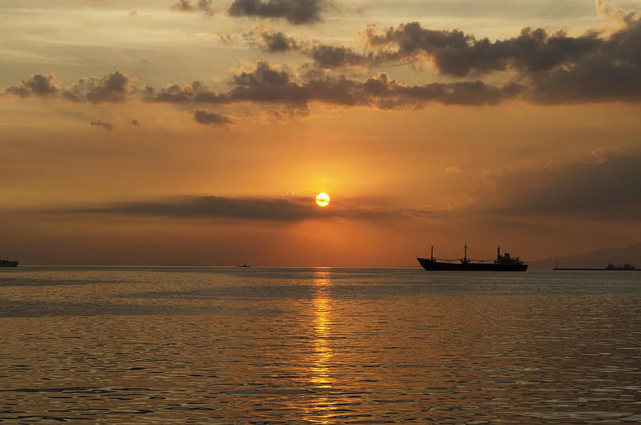Boat, Landscape, Ship, Sunset, Sky, nature, outdoor, beautiful HD wallpaper