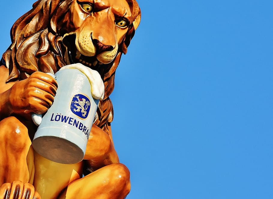 löwenbräu, oktoberfest, beer, brewery, lion, munich, bavaria, HD wallpaper