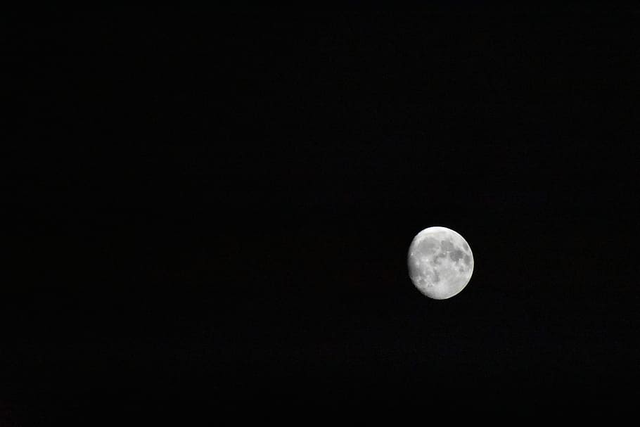 Moon, full moon during nighttime, sky, space, astronomy, copy space HD wallpaper