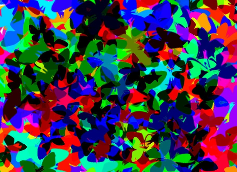 several butterflies, colored, decoration, backgrounds, abstract HD wallpaper
