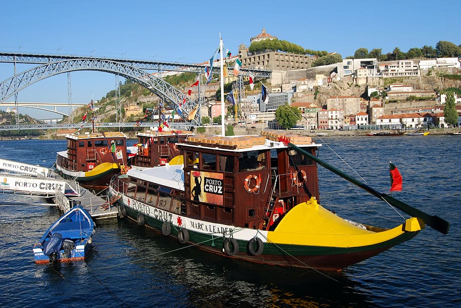 boat, oporto, portugal, river, duero, iron bridge, nautical Vessel