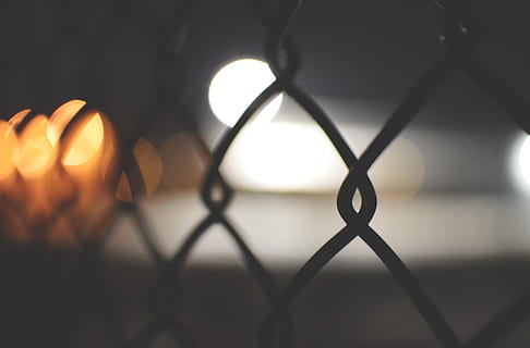 selective focus photography of black metal fence, cyclone fence HD wallpaper