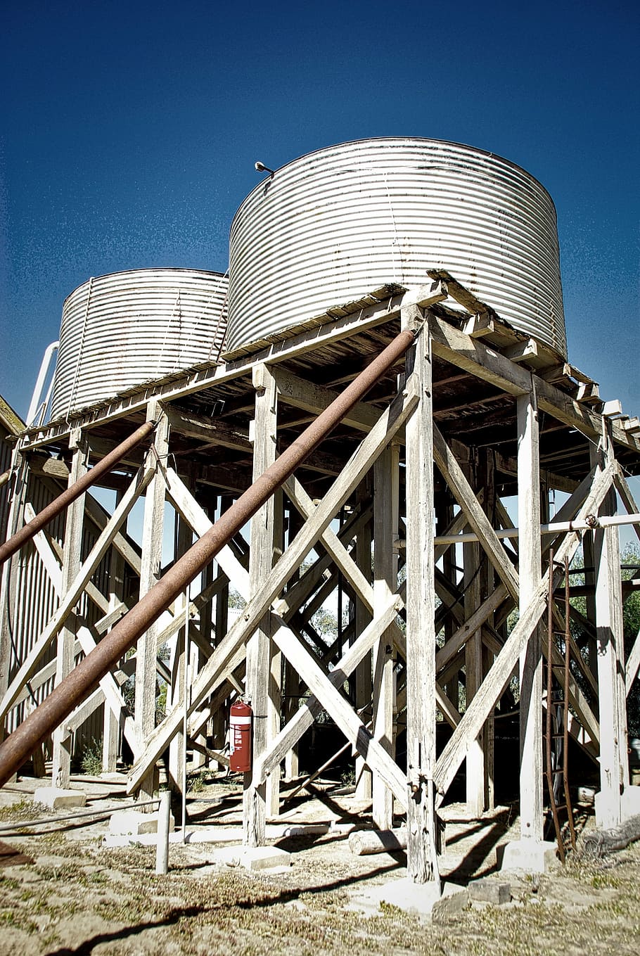 water tank, platform, construction, tower, storage, industrial HD wallpaper