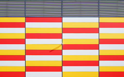 architectural photography of white, red, and yellow gate, architecture HD wallpaper