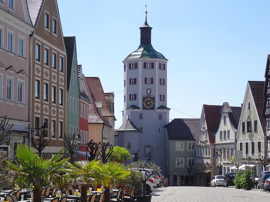günzburg, bavaria, city gate, architecture, towers, historically