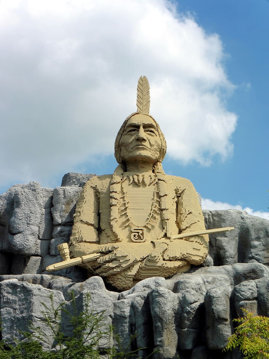 legoland, billund, sitting bull, indians, denmark, lego blocks, HD wallpaper