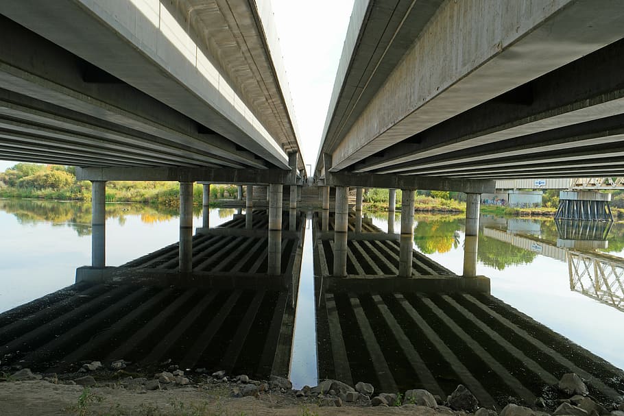 bridge, reflection, water, architecture, river, travel, landscape HD wallpaper