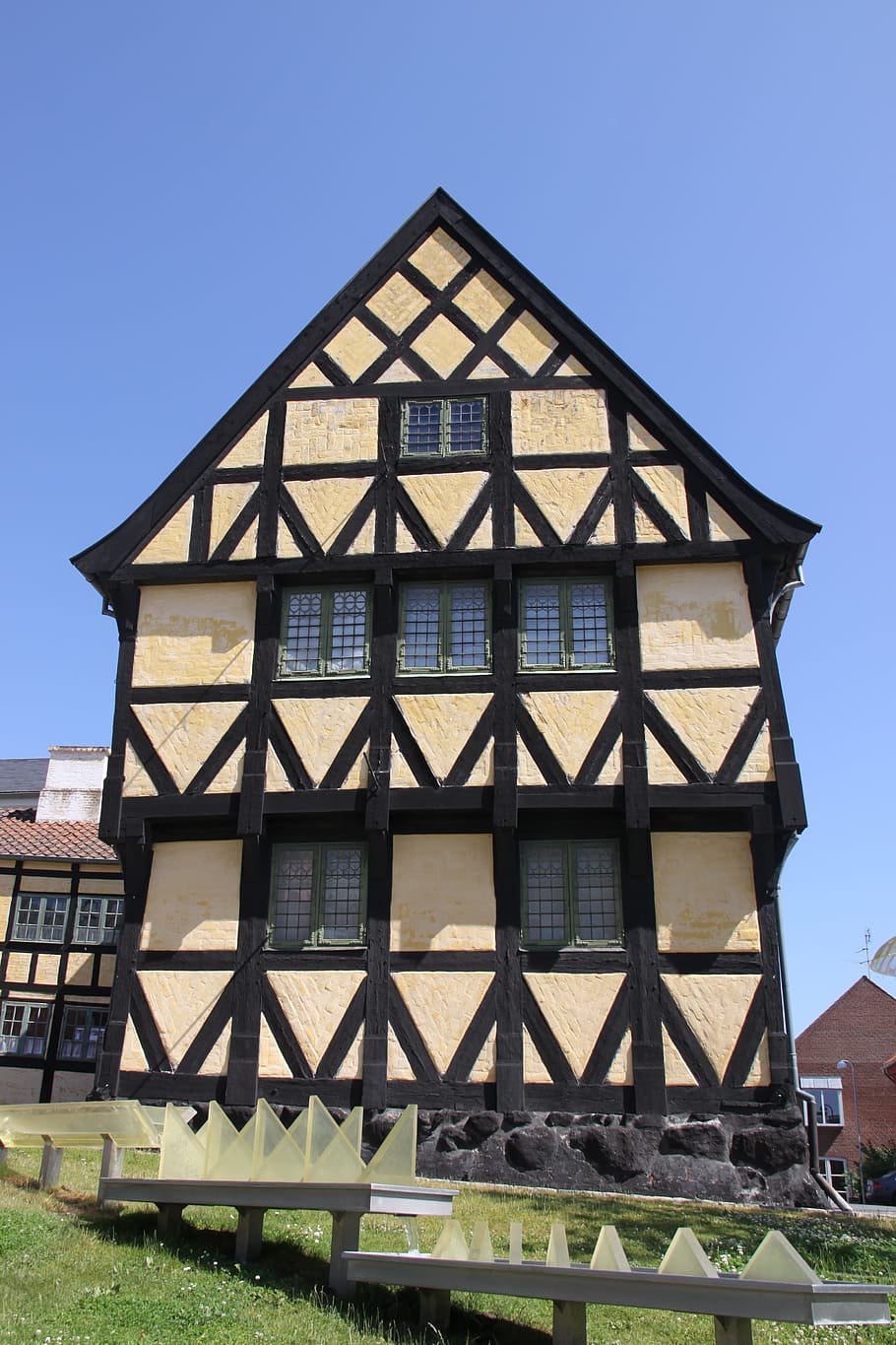 gable, pediment, house, half-timbered, denmark, built structure HD wallpaper