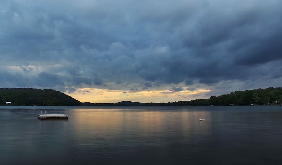lake, water, clouds, sky, nature, mountain, trees, cloud - sky HD wallpaper