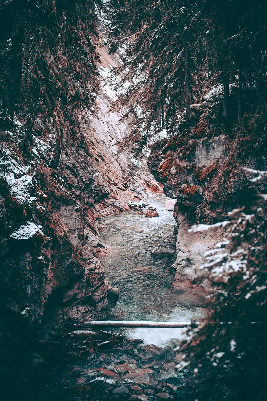 River Wonderland, sea at middle of rocks beside trees photo, canyon HD wallpaper