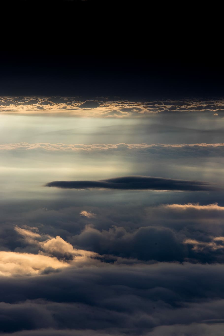 blue sky, blue sky covered with clouds and light, dark, sunset HD wallpaper