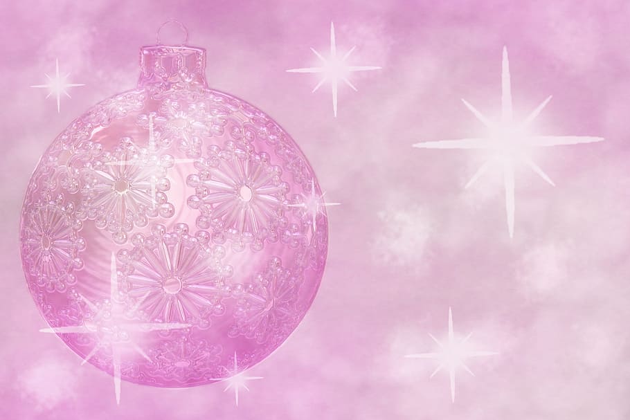 pink translucent glass ball decor, christmas bauble, christmas ornaments, HD wallpaper
