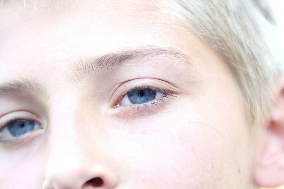 eyes, blue, mesmerizing, beautiful, close-up, blonde, youth HD wallpaper